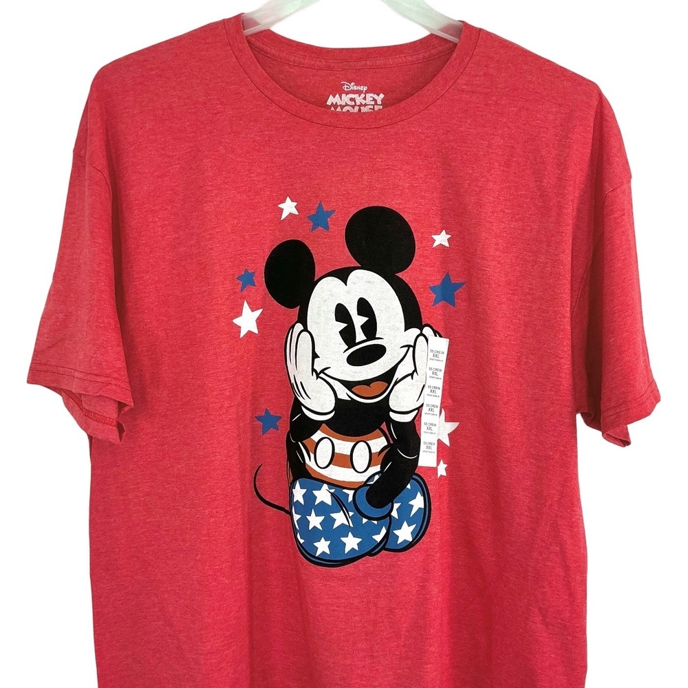 NEW Disney Mickey Mouse Graphic T-Shirt Men's Size XXL Patriotic Red White‎ Blue
